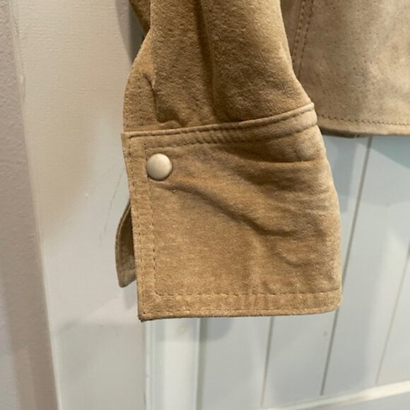 Coldwater Creek Suede Leather Jacket Womens Medium Brown Snap Buttons in Front - Picture 6 of 6
